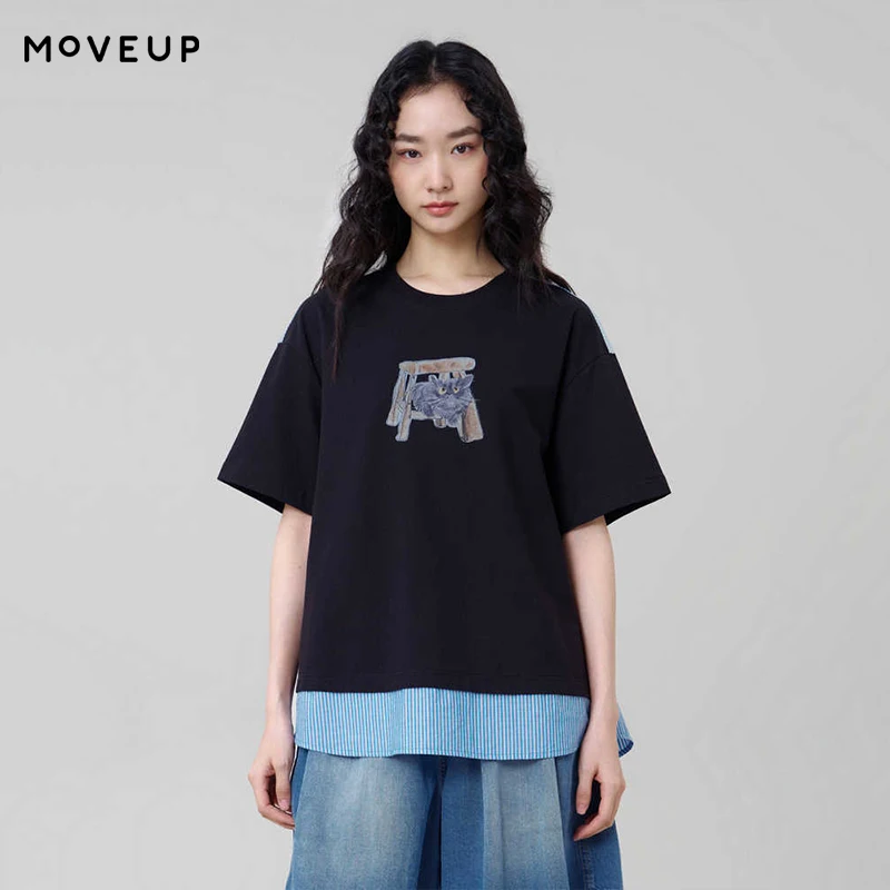 MOVEUP Short Sleeved Round Neck T-shirt 2026 Summer New Cartoon Print Pleated Patchwork Striped Loose Top For Women 3ELX10529
MOVEUP Short Sleeved Round Neck T-shirt 2026 Summer New Cartoon Print Pleated Patchwork Striped Loose Top For Women 3ELX10529