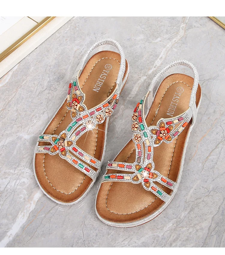 Rome sandals rhinestone sandals round head Korean style flat heel hollow out Bohemian style comfortable women's shoes
Rome sandals rhinestone sandals round head Korean style flat heel hollow out Bohemian style comfortable women's shoes