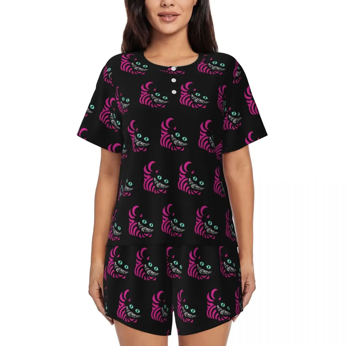Custom Print Womens Alice In Wonderland Cheshire Cat Pajamas Set Short Sleeve 2 Piece Sleepwear Pj Lounge Sets
Custom Print Womens Alice In Wonderland Cheshire Cat Pajamas Set Short Sleeve 2 Piece Sleepwear Pj Lounge Sets