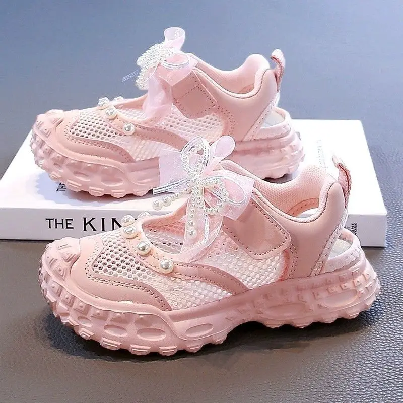 Girls' Pearl Bow Mesh Sandals, Breathable Non-Slip Chunky Sneakers, Thick Sole Platform Girls Summer Casual Shoes for Kids
Girls' Pearl Bow Mesh Sandals, Breathable Non-Slip Chunky Sneakers, Thick Sole Platform Girls Summer Casual Shoes for Kids