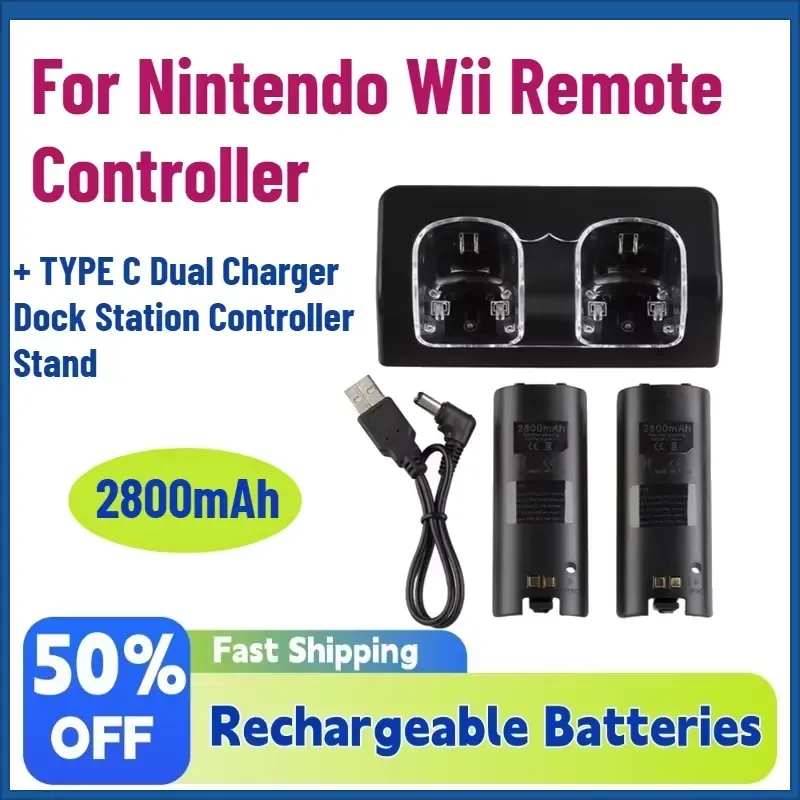 In Stock 2.8Ah 3.7V Rechargeable Battery for Nintendo Wii Remote Controller + TYPE C Dual Charger Dock Station Controller
In Stock 2.8Ah 3.7V Rechargeable Battery for Nintendo Wii Remote Controller + TYPE C Dual Charger Dock Station Controller