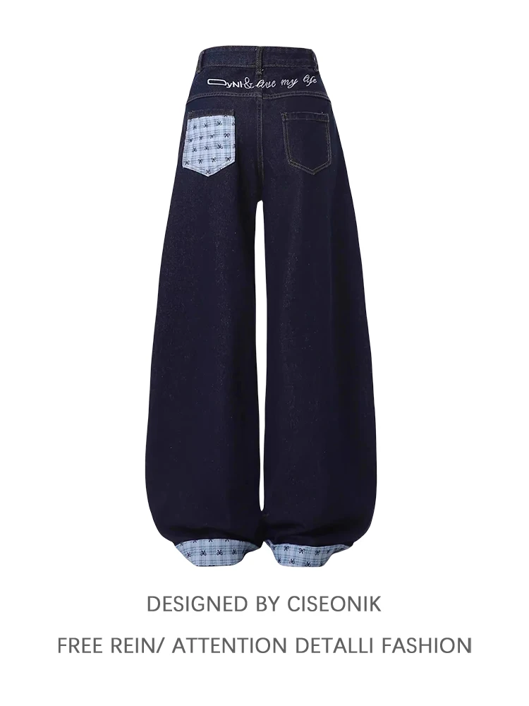 High Waist Wide Leg Denim Pants for Women with Bow Tie American Retro Style plus Size Loose Fit Spring New Plaid Patchwork
High Waist Wide Leg Denim Pants for Women with Bow Tie American Retro Style plus Size Loose Fit Spring New Plaid Patchwork