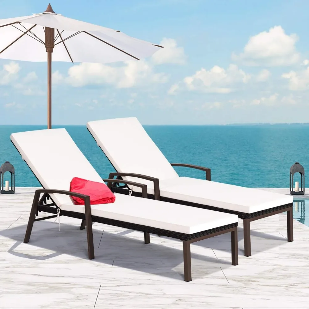 Set of 2 Patio Furniture Outdoor Rattan Wicker Lounge Chair Set Adjustable Poolside Chaise with Armrest and Removable Cushions
Set of 2 Patio Furniture Outdoor Rattan Wicker Lounge Chair Set Adjustable Poolside Chaise with Armrest and Removable Cushions