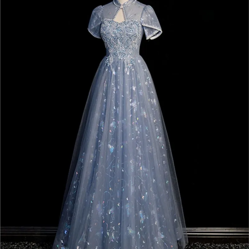 Luxury blue adult ceremony student entrance exam dress for light banquet hosting
Luxury blue adult ceremony student entrance exam dress for light banquet hosting