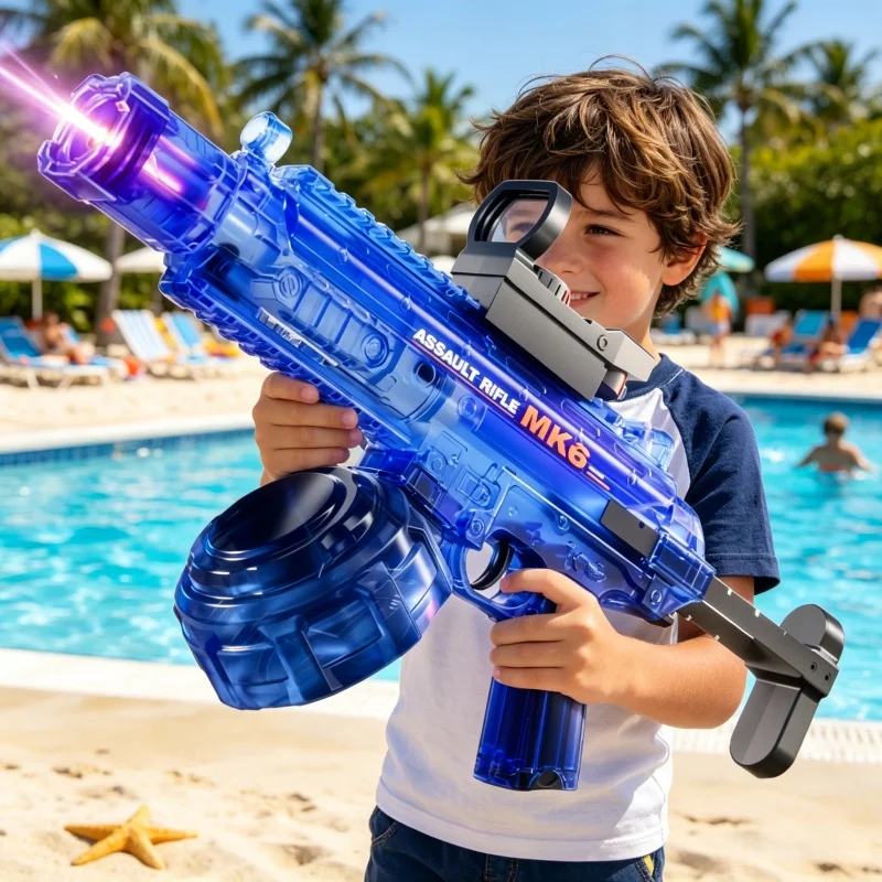 MK6 Electric Continuous Firing Water Gun Powerful Children Automatic Water Blasters with Light Summer Pool Outdoor Toys for Kids
MK6 Electric Continuous Firing Water Gun Powerful Children Automatic Water Blasters with Light Summer Pool Outdoor Toys for Kids