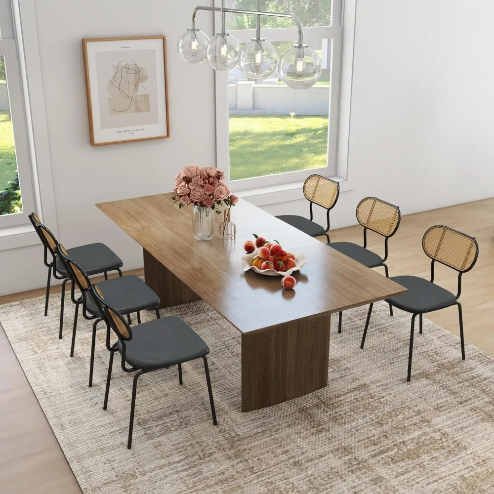 Dining Chairs Set of 6 Rattan Kitchen Chairs Black Leather Boho Dining Room Chairs Mid Century Modern Woven Upholstered Chair(6)
Dining Chairs Set of 6 Rattan Kitchen Chairs Black Leather Boho Dining Room Chairs Mid Century Modern Woven Upholstered Chair(6)