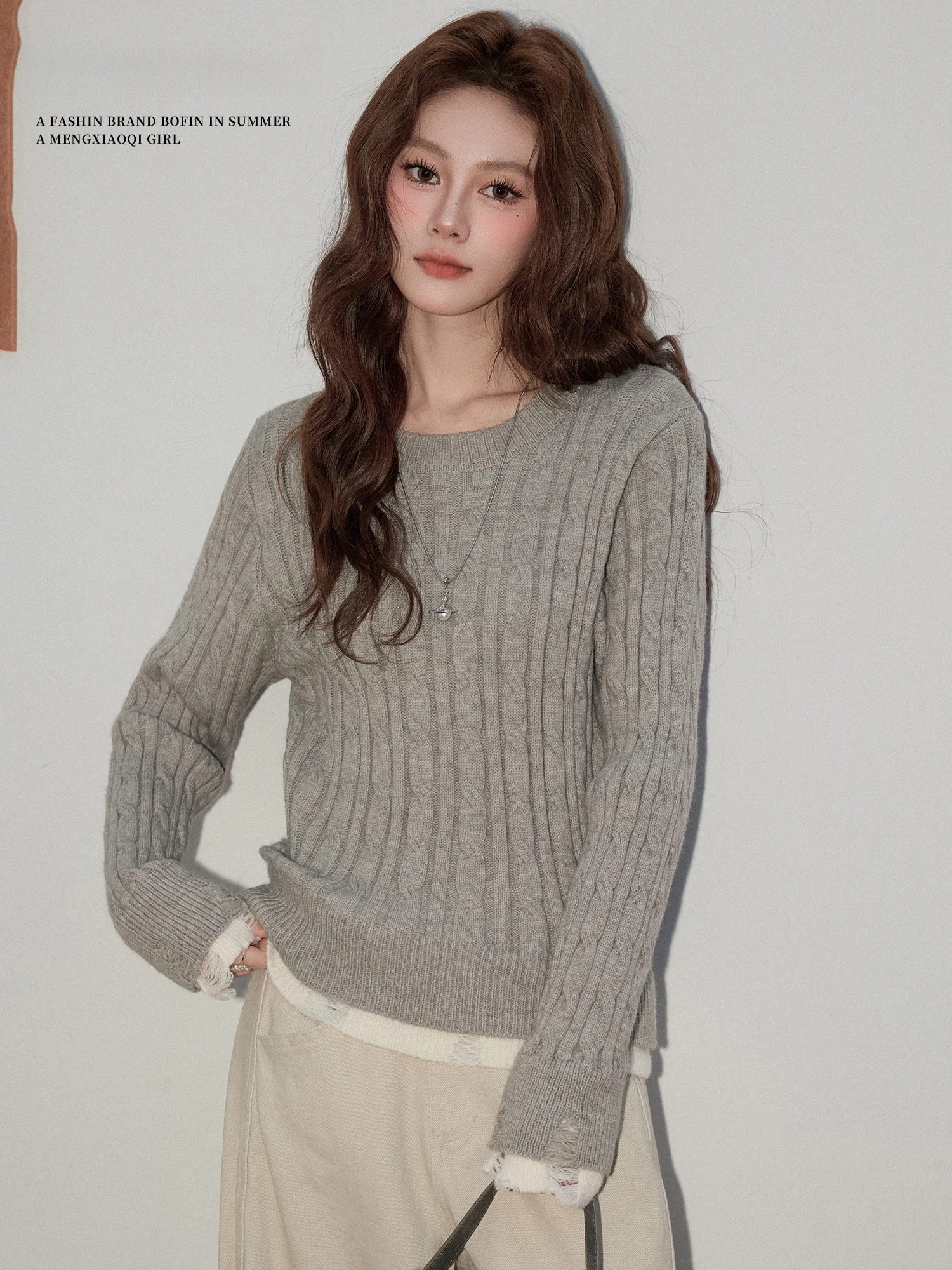 Облегающий вязаный свитер с круглым вырезом и узором «косы» для женщин, повседневный, осенне-зимний, для ношения под одеждой...
Облегающий вязаный свитер с круглым вырезом и узором «косы» для женщин, повседневный, осенне-зимний, для ношения под одеждой...