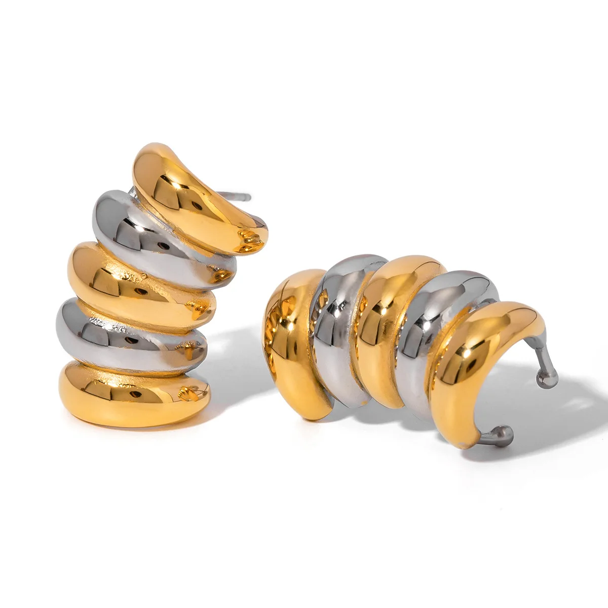 Stainless Steel PVD 18K Gold Plated Tarnish Waterproof Double Color Stacking Earrings For Woman Jewelry Wholesale INS
Stainless Steel PVD 18K Gold Plated Tarnish Waterproof Double Color Stacking Earrings For Woman Jewelry Wholesale INS
