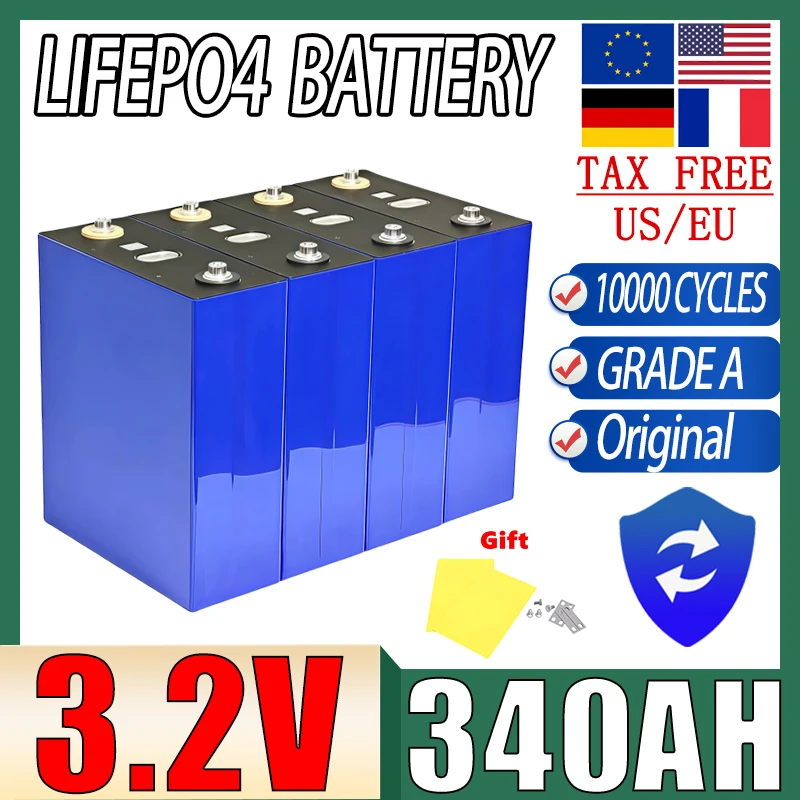 Grade A 3.2V LiFePo4 High-capacity Battery 340AH 320AH DIY 12V 24V 48V Camping car Golf cart Rechargeable Battery Tax Free
Grade A 3.2V LiFePo4 High-capacity Battery 340AH 320AH DIY 12V 24V 48V Camping car Golf cart Rechargeable Battery Tax Free