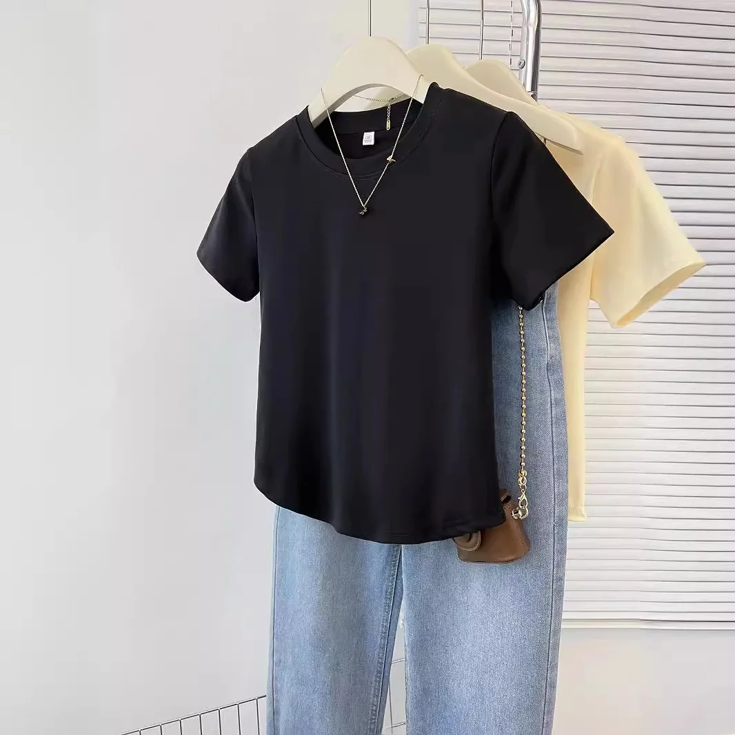 American Style Short Sleeve T-Shirt Women Summer New Style Slim Fit Top Short Base Shirt Half Sleeve Base Shirt Cotton Material
American Style Short Sleeve T-Shirt Women Summer New Style Slim Fit Top Short Base Shirt Half Sleeve Base Shirt Cotton Material