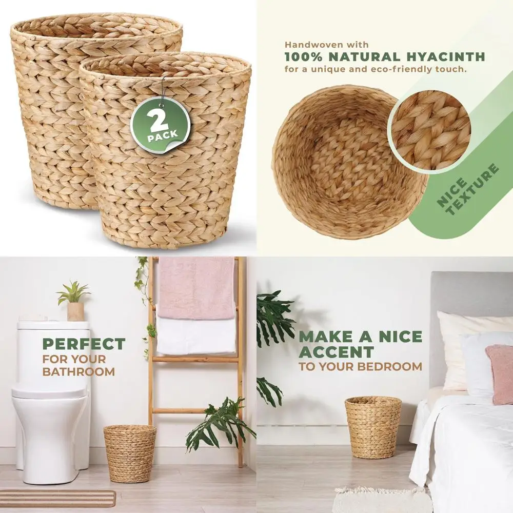 2-Pack Wicker Trash Cans, Wicker Waste Basket for Bathroom, Rattan Trash Can
2-Pack Wicker Trash Cans, Wicker Waste Basket for Bathroom, Rattan Trash Can