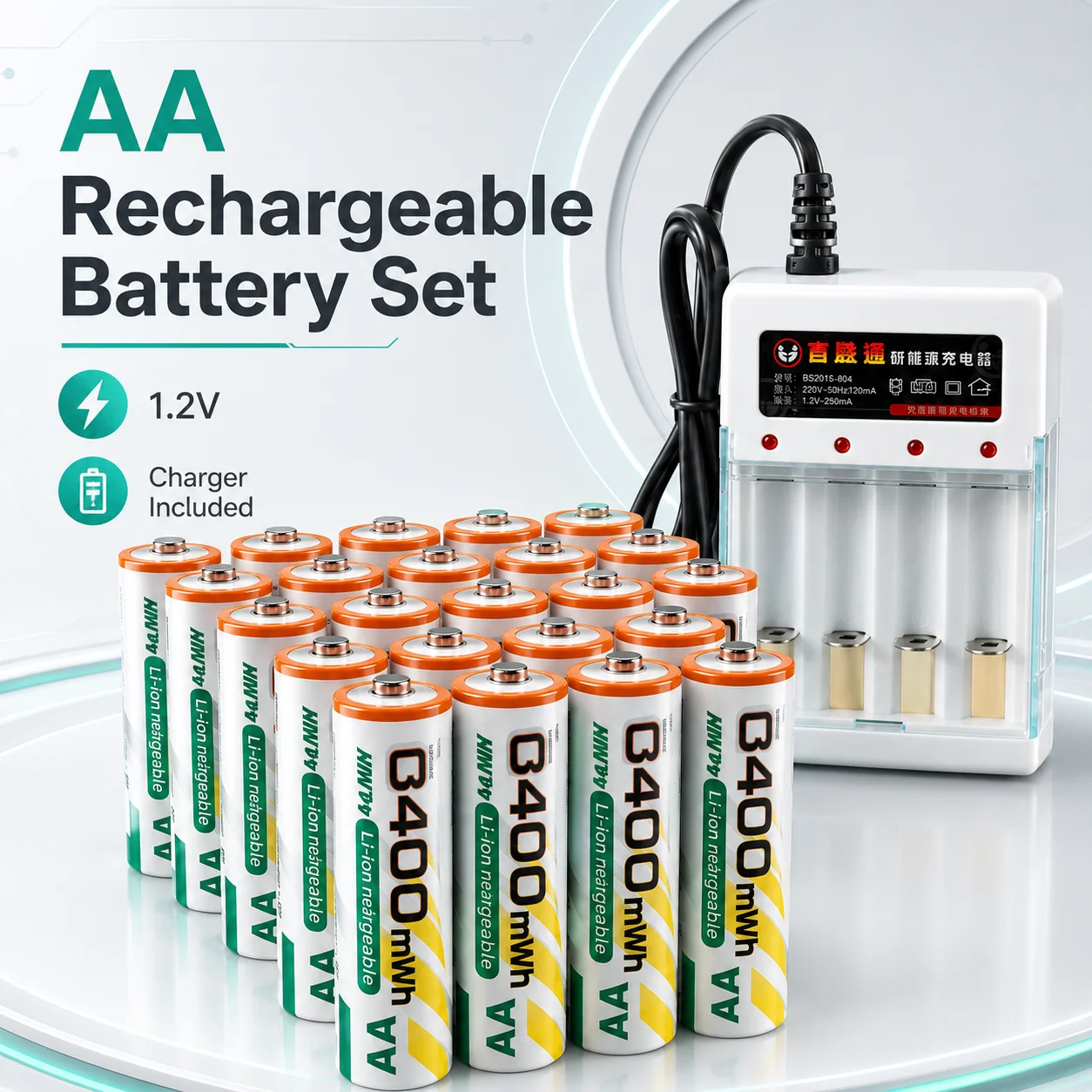 New AA 1.2V Ni-MH Rechargeable Battery 3600mAh With Charger for Mouse Clock Electronic Devices
New AA 1.2V Ni-MH Rechargeable Battery 3600mAh With Charger for Mouse Clock Electronic Devices