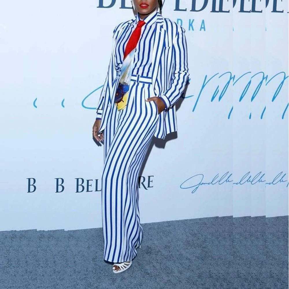 Customized Stripe two Pieces Suit Set for Women Single Breasted Jacket Wide Leg Pant Set Slim Fit Office Banquet Female Clothing
Customized Stripe two Pieces Suit Set for Women Single Breasted Jacket Wide Leg Pant Set Slim Fit Office Banquet Female Clothing