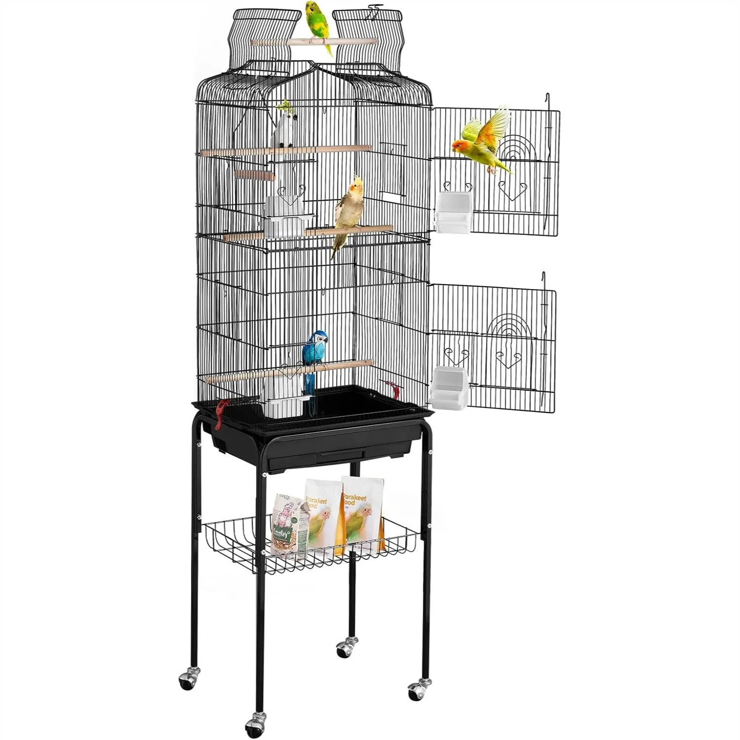 Large Parrot Bird Cage 64-inch Open Top with Rolling Stand for Parakeets Cockatiels Lovebirds Conures Flight Cage with Swing
Large Parrot Bird Cage 64-inch Open Top with Rolling Stand for Parakeets Cockatiels Lovebirds Conures Flight Cage with Swing