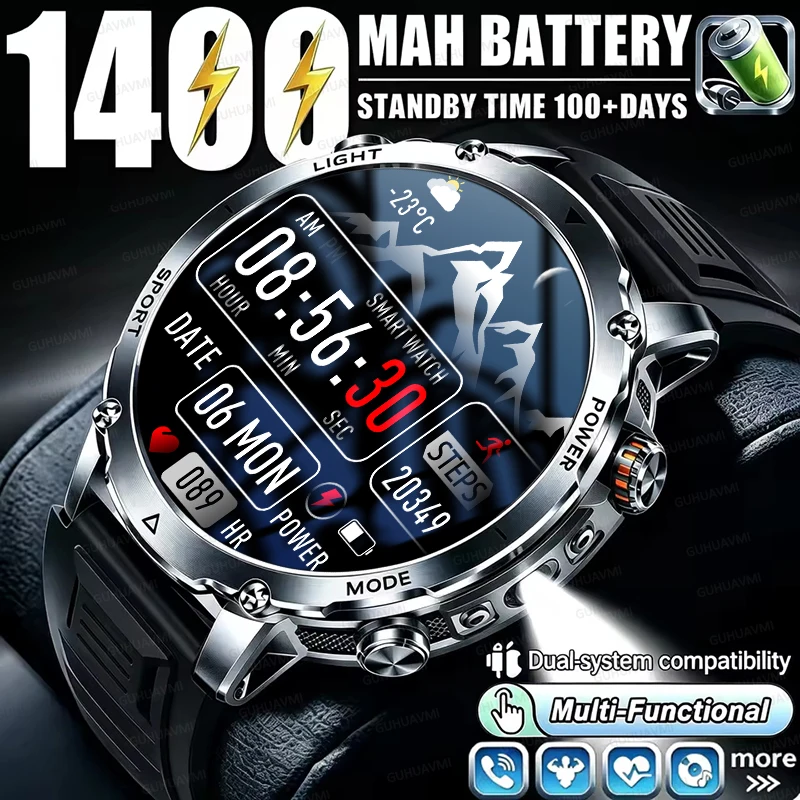 New Military 1400mAh Battery Smart Watch 1.7" AMOLED Screen SOS+Flashlight Exercise Record HD Call IP68 Waterproof Sports Watch
New Military 1400mAh Battery Smart Watch 1.7" AMOLED Screen SOS+Flashlight Exercise Record HD Call IP68 Waterproof Sports Watch