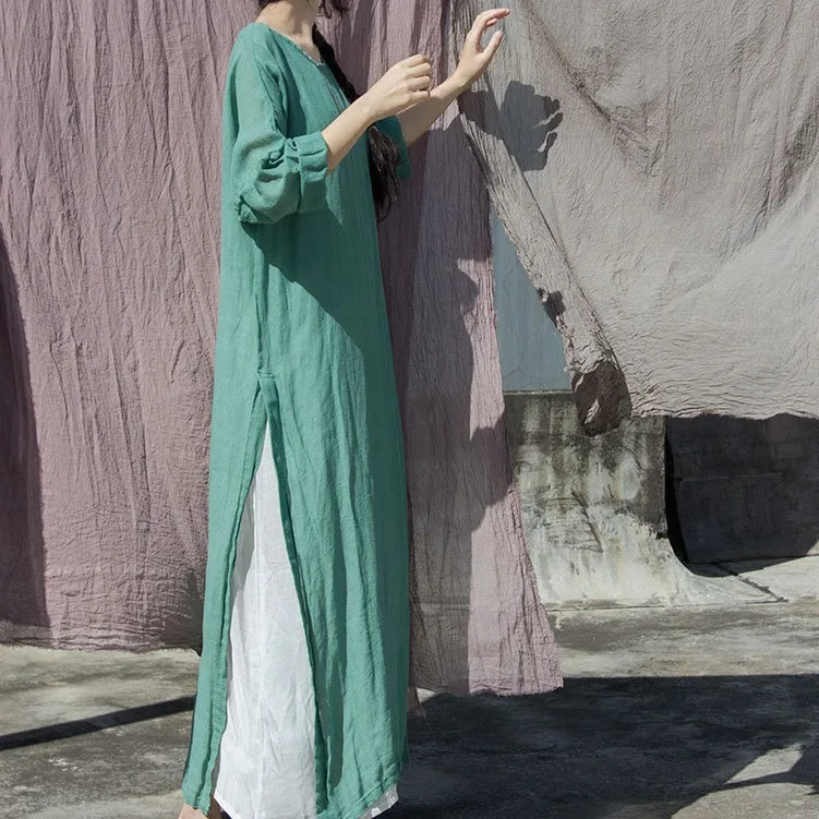 Ultra-light ramie yarn breathable sunscreen split fork simple dress robe blouse fashionable casual versatile simple temperament
Ultra-light ramie yarn breathable sunscreen split fork simple dress robe blouse fashionable casual versatile simple temperament