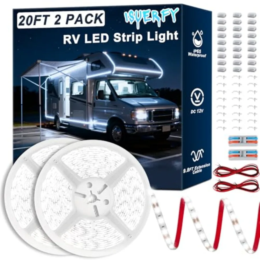 RV Awning LED Lights 2 Pack, 12V 20Feet Camper Lights for Motorhome Travel Trailer Concession Stands Food Trucks, IP65 Waterpro
RV Awning LED Lights 2 Pack, 12V 20Feet Camper Lights for Motorhome Travel Trailer Concession Stands Food Trucks, IP65 Waterpro