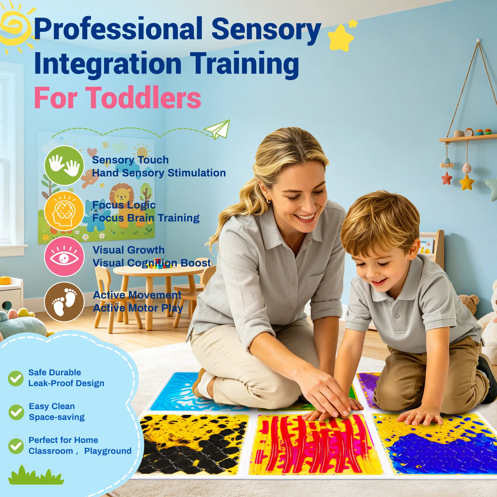 Texture sensory liquid floor tiles gradient color liquid mats improve children visual and tactile development
Texture sensory liquid floor tiles gradient color liquid mats improve children visual and tactile development