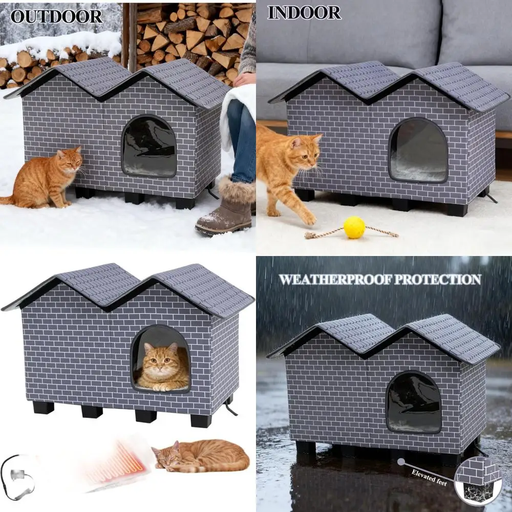 Elevated Insulated Outdoor Cat House with Heated Pad, Weatherproof for Cats in Winter, Grey, Large
Elevated Insulated Outdoor Cat House with Heated Pad, Weatherproof for Cats in Winter, Grey, Large