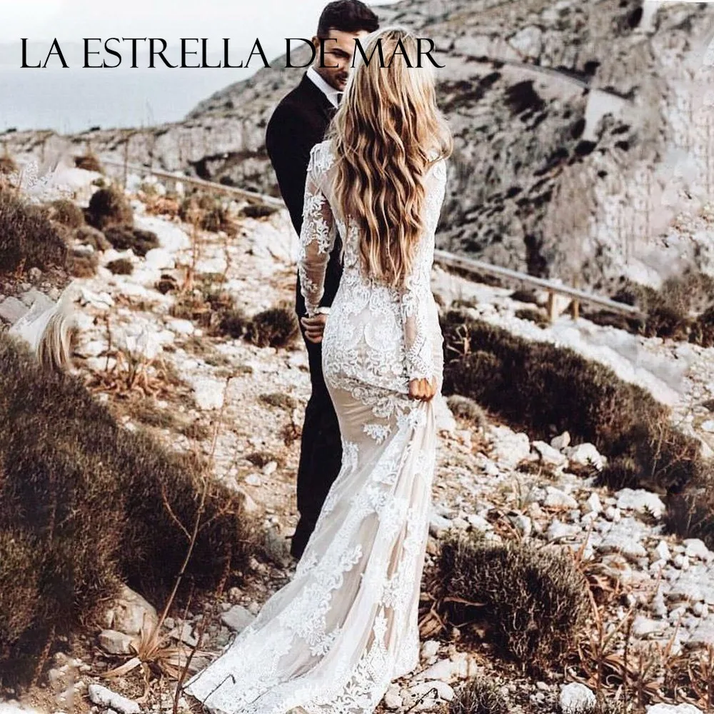Long Sleeves Lace Mermaid Wedding Dress Elegant Beach Bridal Dresses Summer Collection Trouwjurken Dames Plus Size Robe De Marie
Long Sleeves Lace Mermaid Wedding Dress Elegant Beach Bridal Dresses Summer Collection Trouwjurken Dames Plus Size Robe De Marie