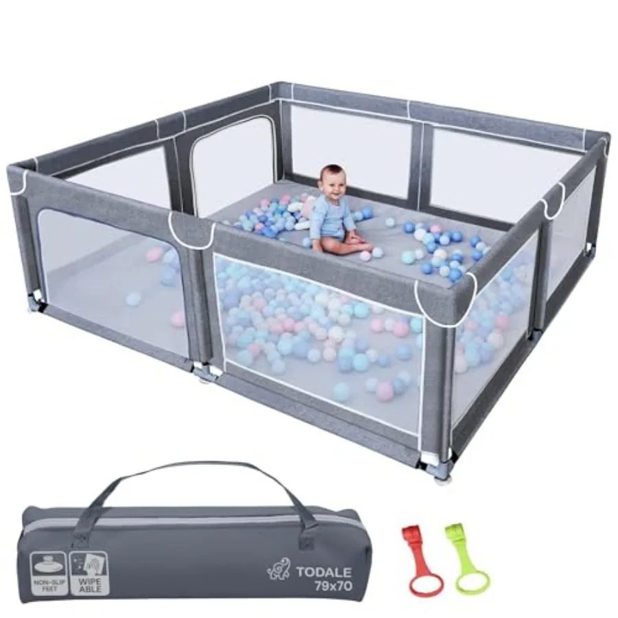 Baby Playpen - 79 x 70 in Gray - Foldable and Collapsible Playpen Yard with Mesh Panels and Safety Gate - Adjustable Extra Larg
Baby Playpen - 79 x 70 in Gray - Foldable and Collapsible Playpen Yard with Mesh Panels and Safety Gate - Adjustable Extra Larg