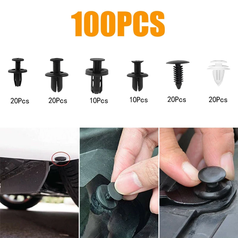 100Pcs Car Plastic Fastener Clips Auto Push Pin Rivet Screw Bumper Door Trim Panel Fender Car Audio Disassembly Tools Kit
100Pcs Car Plastic Fastener Clips Auto Push Pin Rivet Screw Bumper Door Trim Panel Fender Car Audio Disassembly Tools Kit