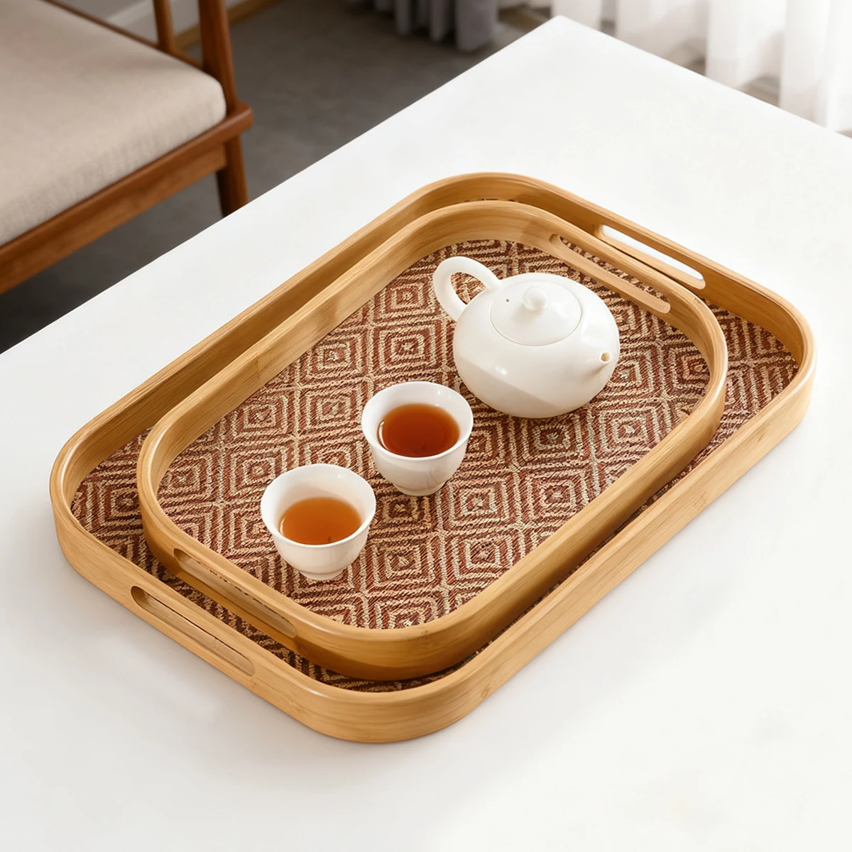 Large Bamboo Rectangular Tray with Handles - Home & Restaurant Multi-Functional Platter
Large Bamboo Rectangular Tray with Handles - Home & Restaurant Multi-Functional Platter