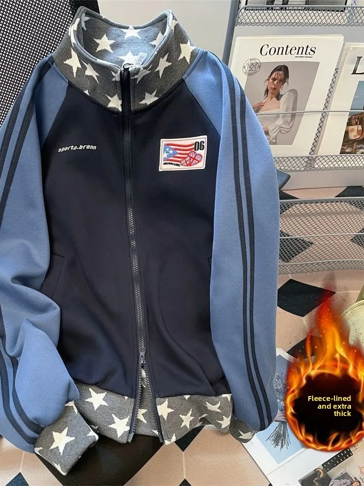 Ретро-худи American Star Fce для женщин, осенне-зимняя свободная толстовка с цветными блоками, спортивная куртка на молнии с высоким воротником, кардиган-свитшот
Ретро-худи American Star Fce для женщин, осенне-зимняя свободная толстовка с цветными блоками, спортивная куртка на молнии с высоким воротником, кардиган-свитшот