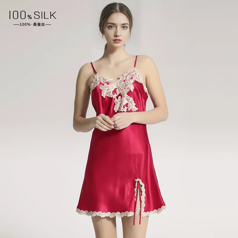 100% Mulberry Silk Slip Nightgown Women Sexy Lace Trim Split Mini Cami Dress Spaghetti Strap Elegant Nightdress Gift For Ladies
100% Mulberry Silk Slip Nightgown Women Sexy Lace Trim Split Mini Cami Dress Spaghetti Strap Elegant Nightdress Gift For Ladies