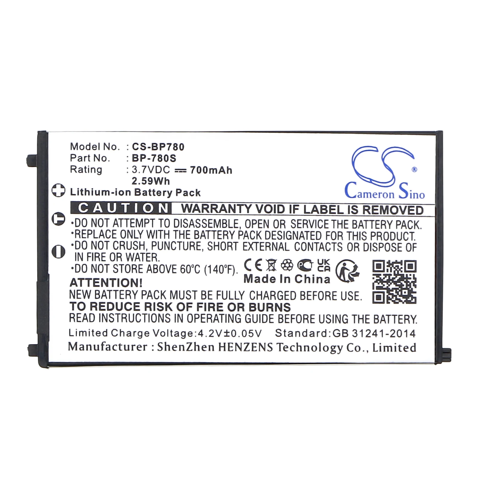 Battery for CONTAX SL300RT, Finecam SL300R, Finecam SL400R PN: BP-780S 700mAh
Battery for CONTAX SL300RT, Finecam SL300R, Finecam SL400R PN: BP-780S 700mAh