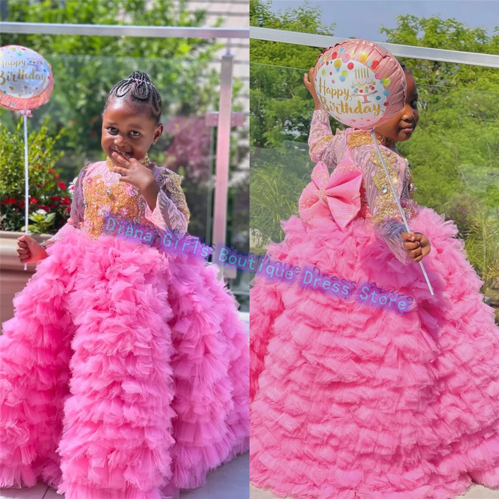 Luxury Flower Girl Dress Wedding Party Kids Birthday Gowns Customized Little Baby Girls Pink Bow Sash Tulle Layering Sequins
Luxury Flower Girl Dress Wedding Party Kids Birthday Gowns Customized Little Baby Girls Pink Bow Sash Tulle Layering Sequins