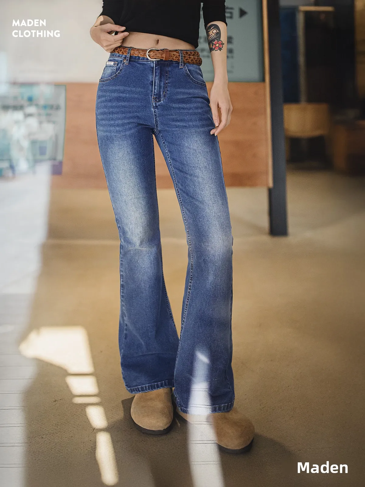 Maden Ретро детские синие джинсы-колокольчики женские облегающие хлопковые эластичные джинсовые повседневные широкие брюки с высокой талией синие
Maden Ретро детские синие джинсы-колокольчики женские облегающие хлопковые эластичные джинсовые повседневные широкие брюки с высокой талией синие