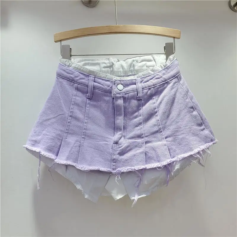 Women High Waist Denim Skirt Trendy Fake Two-Piece A Line Mini Skirt with Irregular Hem for Autumn Casual Wear
Women High Waist Denim Skirt Trendy Fake Two-Piece A Line Mini Skirt with Irregular Hem for Autumn Casual Wear