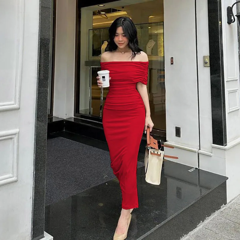 DSMTRC Off-shoulder Sexy Maxi Slim Dresses Women Elegant Folds Sleeveless Backless Bodycon Club Party Dress Solid Chic Vestidos
DSMTRC Off-shoulder Sexy Maxi Slim Dresses Women Elegant Folds Sleeveless Backless Bodycon Club Party Dress Solid Chic Vestidos