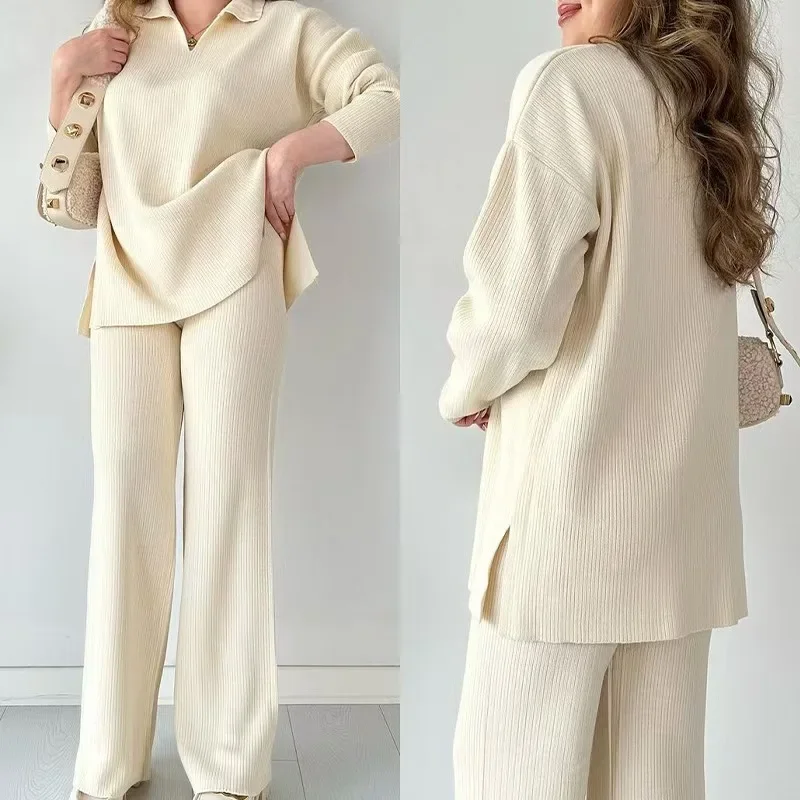 Women Knitted Solid Loose Two Piece Set Fashain Sweater Tops Elastic Waist Pant Knitted Suit Women Autumn Winter 2 Piece Outfits
Women Knitted Solid Loose Two Piece Set Fashain Sweater Tops Elastic Waist Pant Knitted Suit Women Autumn Winter 2 Piece Outfits