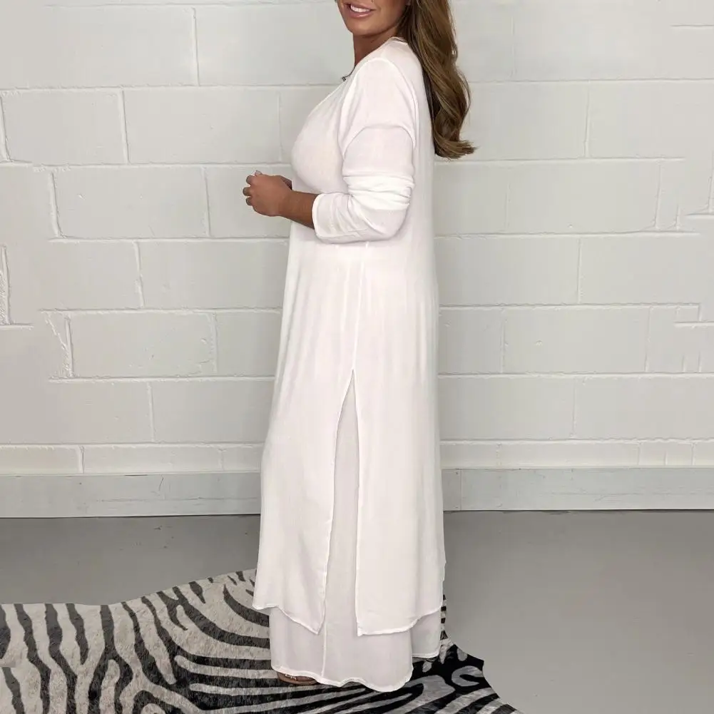 Wide Leg Trousers Set Elegant Women's V Neck Top Wide Leg Pants Set Soft Breathable Casual Daily Outfit with Split Hem Design
Wide Leg Trousers Set Elegant Women's V Neck Top Wide Leg Pants Set Soft Breathable Casual Daily Outfit with Split Hem Design