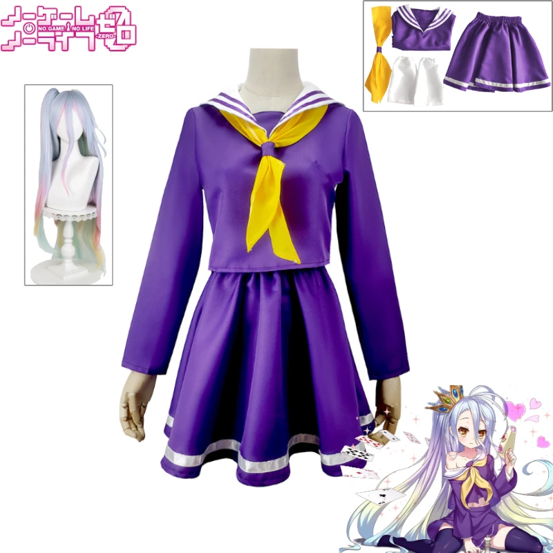 Shiro Cosplay Costume No Game No Life Purple Sailor Uniform Full Set Tops Skirt Neckwear Socks For Women Halloween
Shiro Cosplay Costume No Game No Life Purple Sailor Uniform Full Set Tops Skirt Neckwear Socks For Women Halloween
