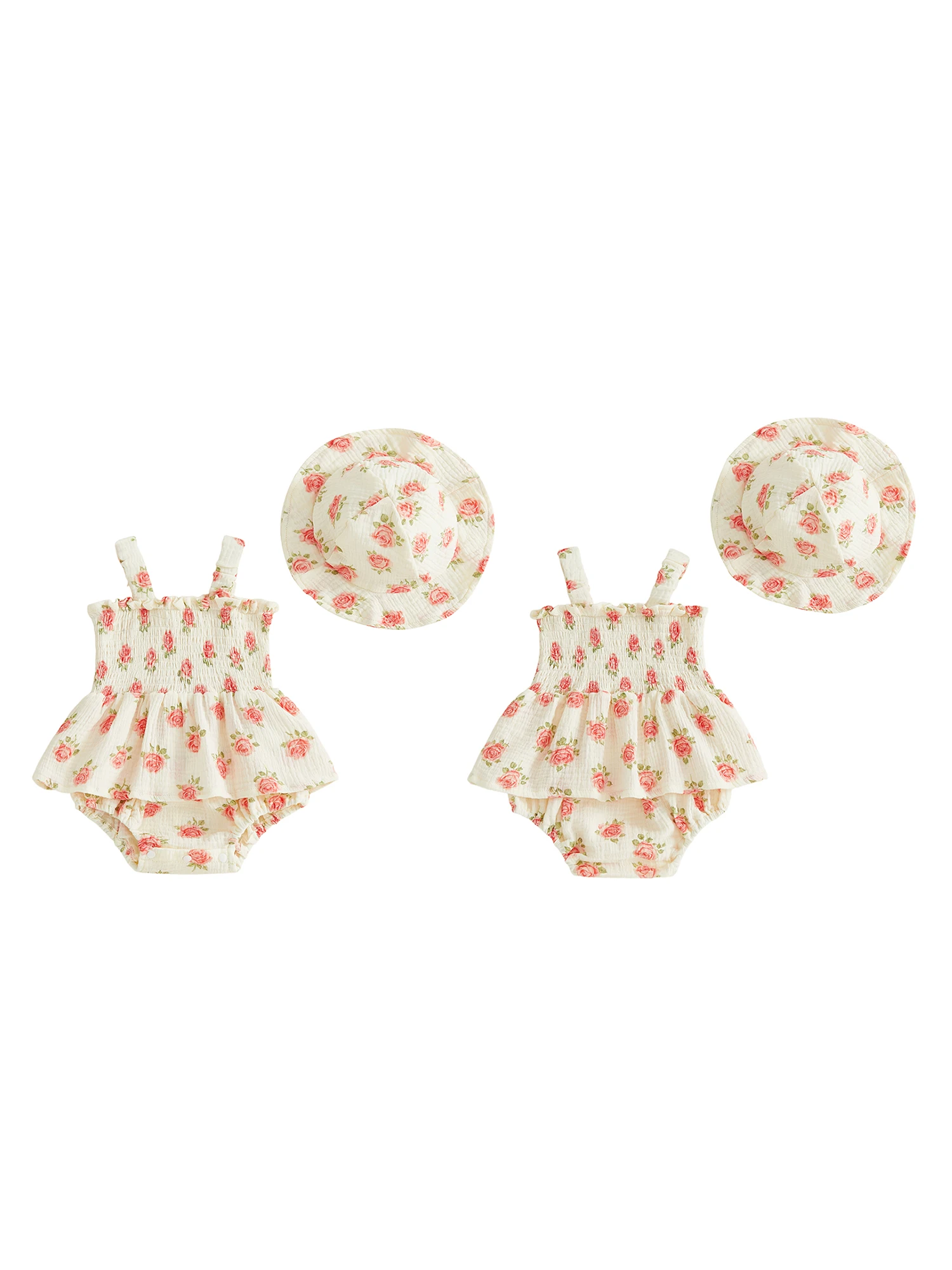 Toddler Girls Floral Romper Dress with Matching Sun Hat Sleeveless Jumpsuit Set for Summer Fashion Outfits and Casual Wear
Toddler Girls Floral Romper Dress with Matching Sun Hat Sleeveless Jumpsuit Set for Summer Fashion Outfits and Casual Wear