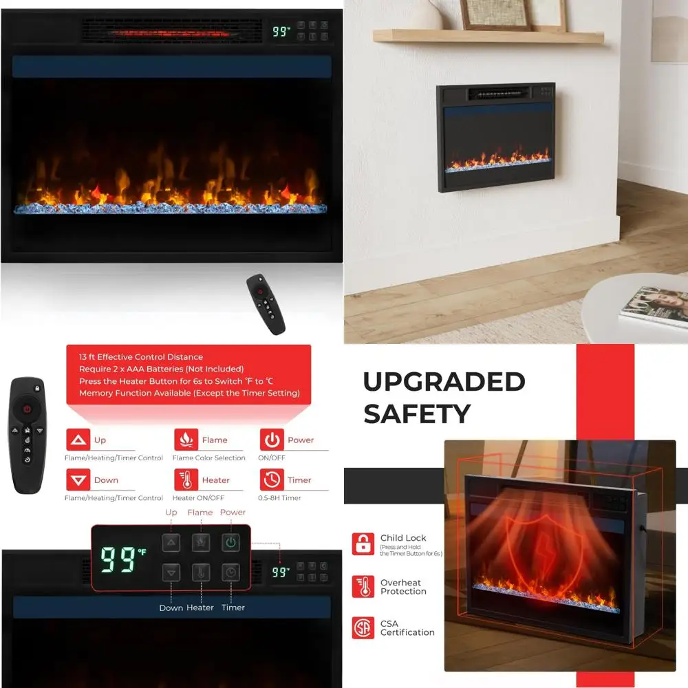 23 Infrared Quartz Electric Fireplace Insert, 1500W with Remote & Thermostat, Space-Saving Heater
23 Infrared Quartz Electric Fireplace Insert, 1500W with Remote & Thermostat, Space-Saving Heater