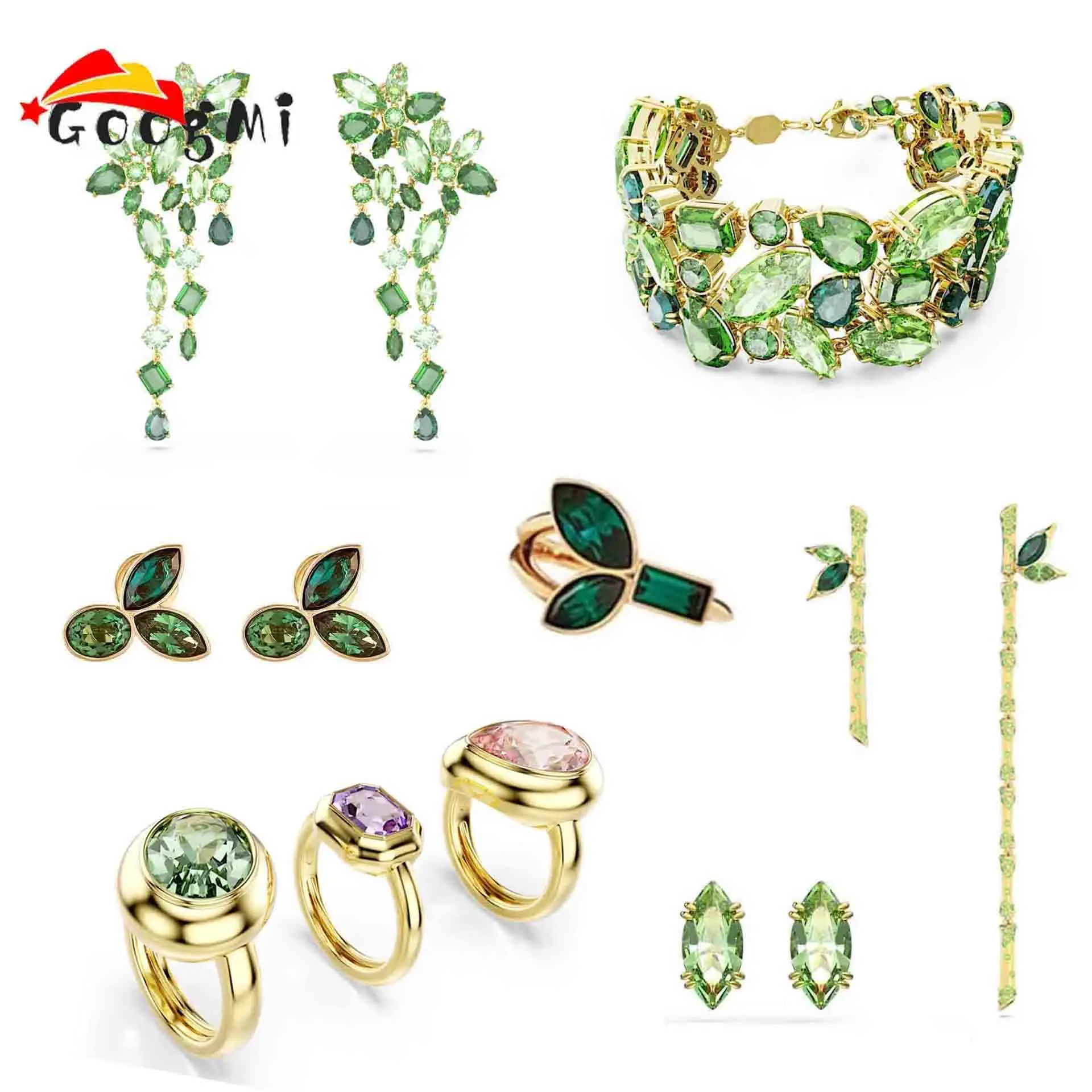 Luxury Brand Green Collection Fine Jewelry Set Original Women's Cut Crystal Necklace Earrings Bracelet Ring Party Accessories
Luxury Brand Green Collection Fine Jewelry Set Original Women's Cut Crystal Necklace Earrings Bracelet Ring Party Accessories