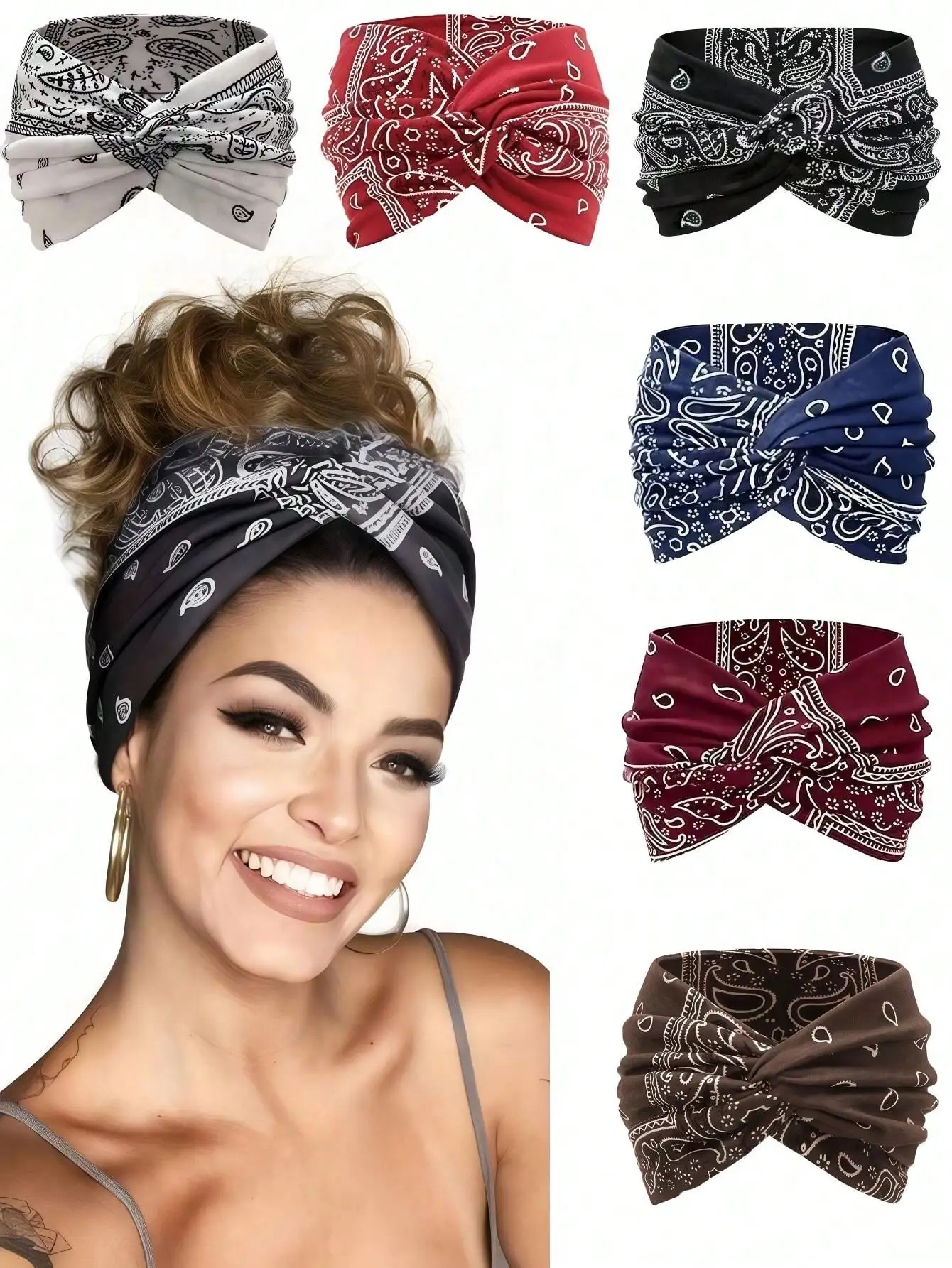 1pc/6pcs Plus Size Paisley Pattern Bohemian Women Sports Headband, Elastic Criss-Cross Printed Hairband For Outdoor Activities Women Head Wrap Fashion Hair Accessories Women Hair Band Summer Vacay Boho Accessories
1pc/6pcs Plus Size Paisley Pattern Bohemian Women Sports Headband, Elastic Criss-Cross Printed Hairband For Outdoor Activities Women Head Wrap Fashion Hair Accessories Women Hair Band Summer Vacay Boho Accessories