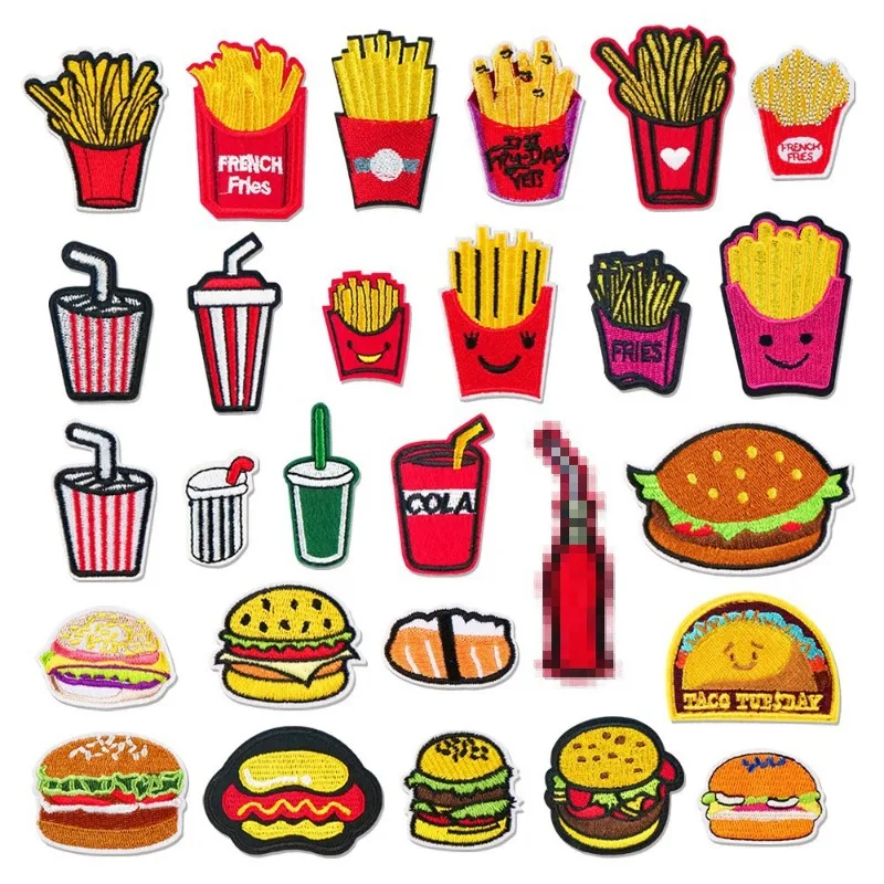 Funny Coke Hamburger French Fries Food Iron-on Sew Embroidered Badge Patches for DIY T-shirt Backpack Clothing Appliques Sticker
Funny Coke Hamburger French Fries Food Iron-on Sew Embroidered Badge Patches for DIY T-shirt Backpack Clothing Appliques Sticker