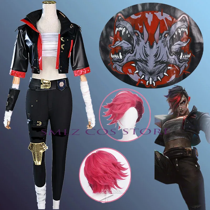 Arcane 2 Vi Cosplay Game LoL Costume Wig Vi Black Leather Coat Uniform Suit Hallowen Carnival Party Play Role Clothing for Women
Arcane 2 Vi Cosplay Game LoL Costume Wig Vi Black Leather Coat Uniform Suit Hallowen Carnival Party Play Role Clothing for Women