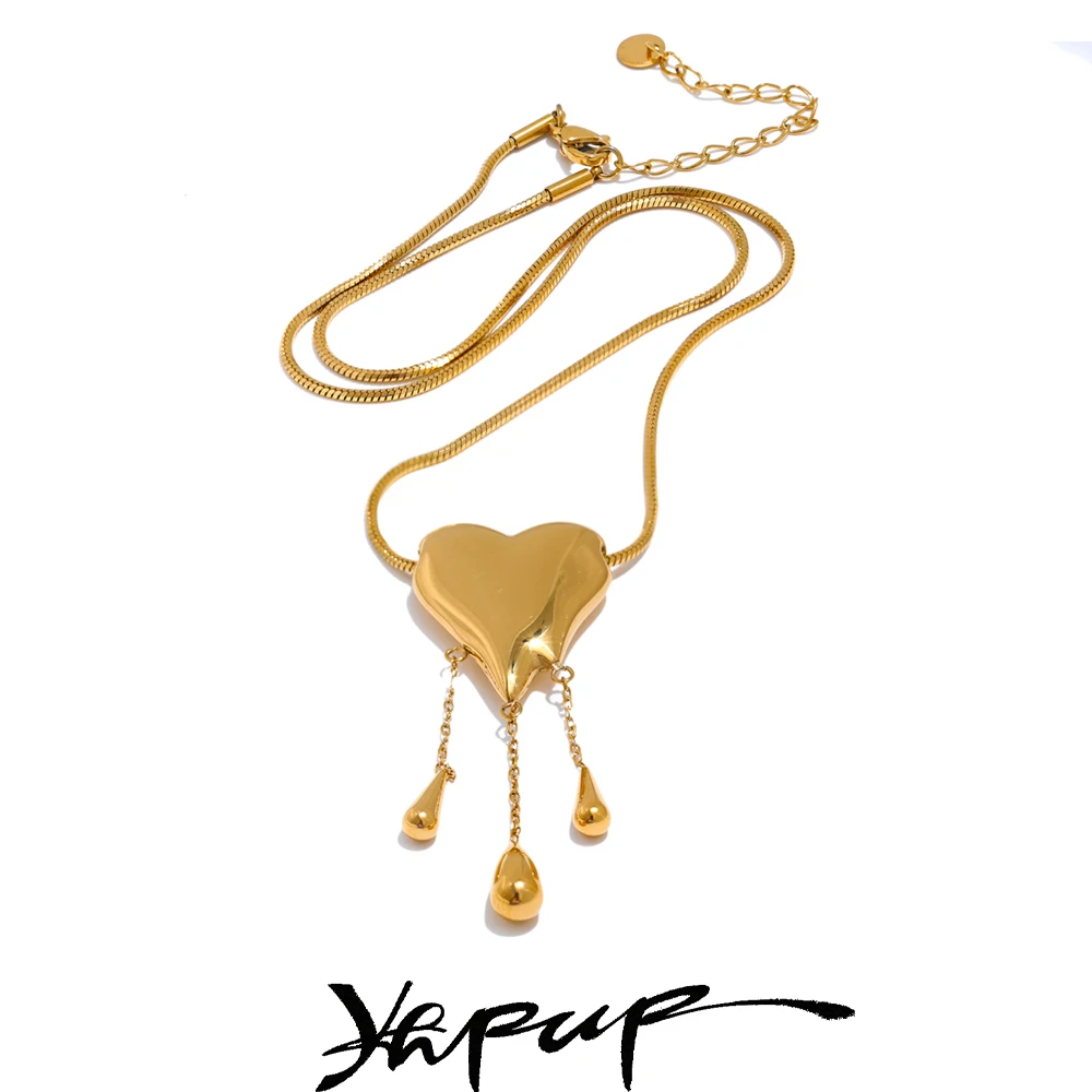 Yhpup Unique Fashion Stainless Steel Heart Water Drop Exquisite Metal Necklace High Quality Polished Waterproof Golden Jewelry
Yhpup Unique Fashion Stainless Steel Heart Water Drop Exquisite Metal Necklace High Quality Polished Waterproof Golden Jewelry