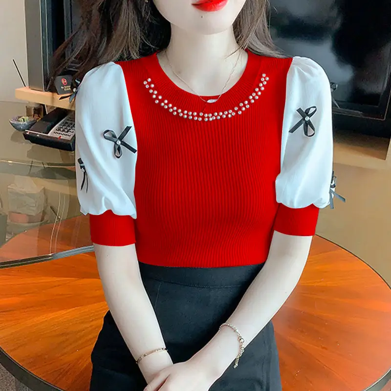 Women's Summer Fashion Simplicity O-neck Short Sleeve T-Shirt Women Clothes Trend All-match Casual Temperament Knitwear Tops
Women's Summer Fashion Simplicity O-neck Short Sleeve T-Shirt Women Clothes Trend All-match Casual Temperament Knitwear Tops