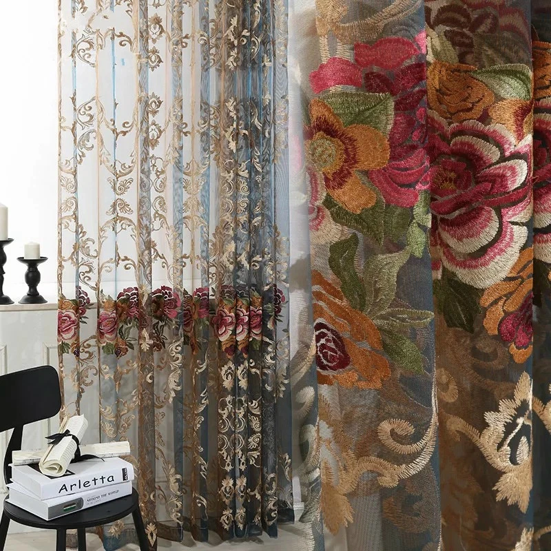 curtain Custom high-end European style embroidery flower window screen bedroom bedroom screen curtain finished shading
curtain Custom high-end European style embroidery flower window screen bedroom bedroom screen curtain finished shading