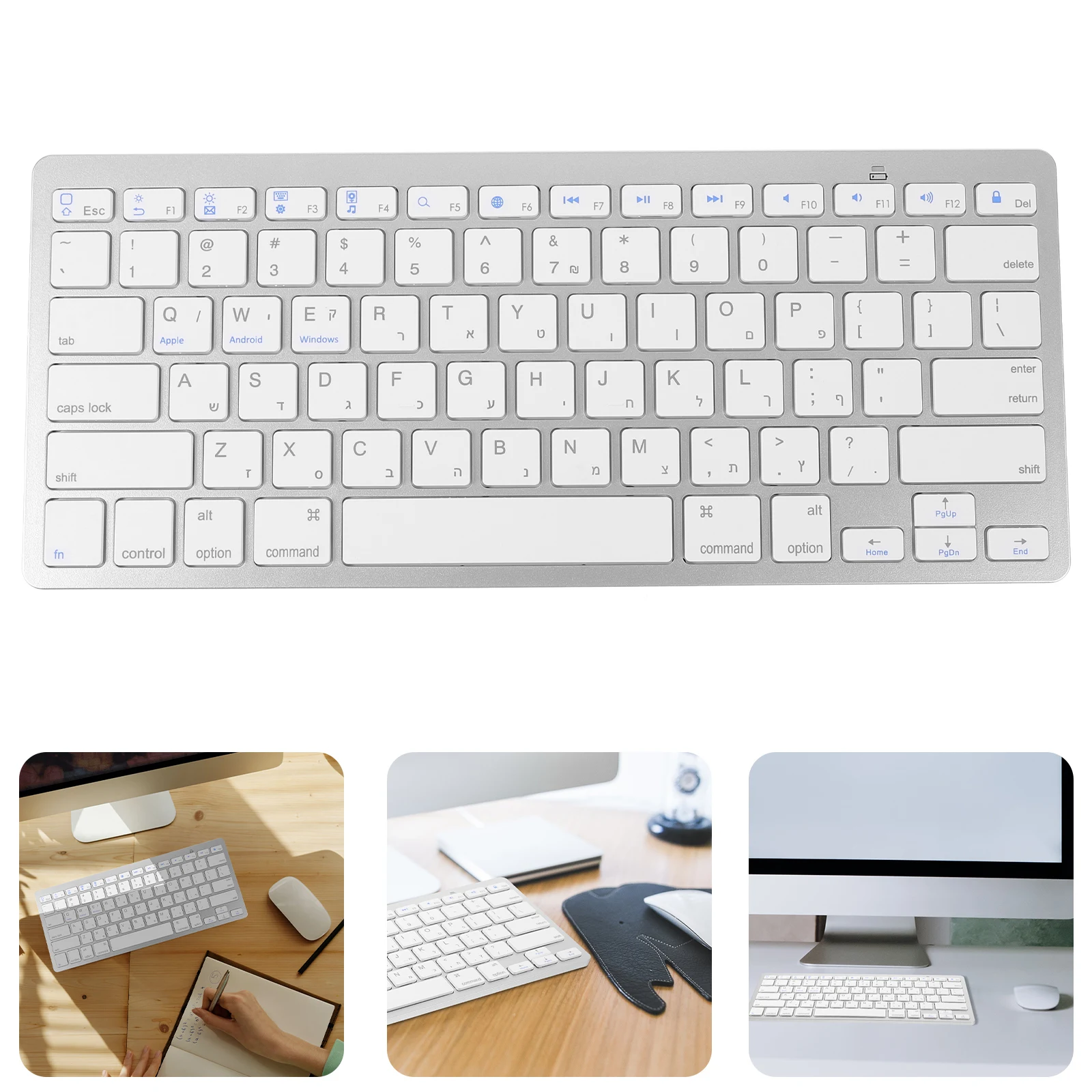 Hebrew Wireless Keyboard Ultra Thin Silent Portable Laptop White X5 Full Size Membrane Keyboard Computer Tablet Phone
Hebrew Wireless Keyboard Ultra Thin Silent Portable Laptop White X5 Full Size Membrane Keyboard Computer Tablet Phone