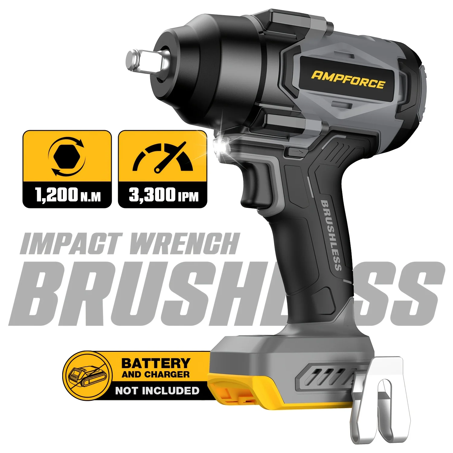 20V 1200N.m/400N.m Brushless 1/2" Impact Wrench, Compatible with DewaIt 20V Battery, 3-Speed Adjustment, Constant Torque Output, Tool Only (Battery Not Included), for Car Tire Removal, Machinery Maintenance, And Industrial Repairs
20V 1200N.m/400N.m Brushless 1/2" Impact Wrench, Compatible with DewaIt 20V Battery, 3-Speed Adjustment, Constant Torque Output, Tool Only (Battery Not Included), for Car Tire Removal, Machinery Maintenance, And Industrial Repairs