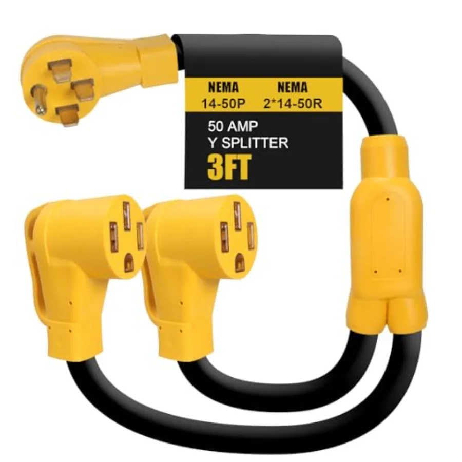 NEMA 14-50 Y Splitter Adapter Cord for RV and EV 4-Prong 240-Volt ETLandUL Listed 6/3 8/1 STW AWG Gauge-Auto/RV/EV/Tesla Model
NEMA 14-50 Y Splitter Adapter Cord for RV and EV 4-Prong 240-Volt ETLandUL Listed 6/3 8/1 STW AWG Gauge-Auto/RV/EV/Tesla Model