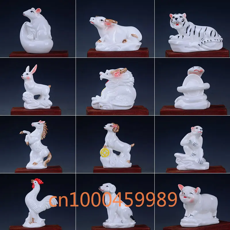 Small twelve zodiac ceramic ornaments, mouse, ox, tiger, rabbit, dragon, snake, horse, sheep, monkey, chicken, dog, pig, fortune
Small twelve zodiac ceramic ornaments, mouse, ox, tiger, rabbit, dragon, snake, horse, sheep, monkey, chicken, dog, pig, fortune